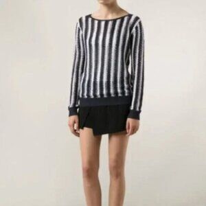 Theory Crochet Striped Sweater (sz L)
